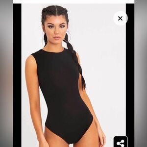 Pretty Little Thing Black sleeveless bodysuit size 4